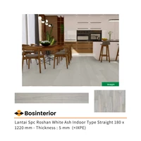 Lantai Spc Roshan White Ash Indoor Type Straight 180 x 1220 mm - Thickness : 5 mm  (+IXPE)