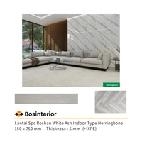 Lantai Spc Roshan Type Straight & Herringbone White Ash 150 x 750 mm  - Thickness : 5 mm  (+IXPE)