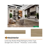 Lantai Spc Roshan Type Straight & Herringbone Beige Mahogany 150 x 750 mm - Thickness : 5 mm (+IXPE)